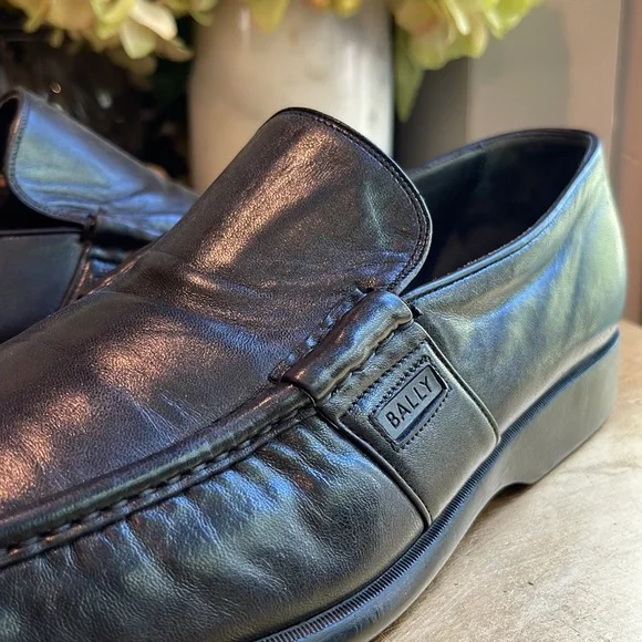 Bally Arcon Slip-On Black Lambskin Leather Loafers